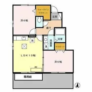 グランモアかがり A【1階】の間取り