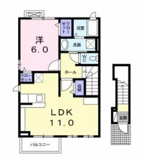 ビッグ ウエスト セカンド【2階】の間取り