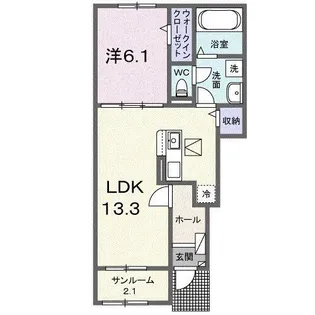 リブサニーD【1階】の間取り