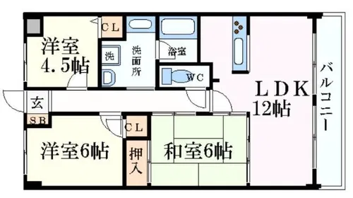 高岡中村コーポパートⅡ【5階】の間取り