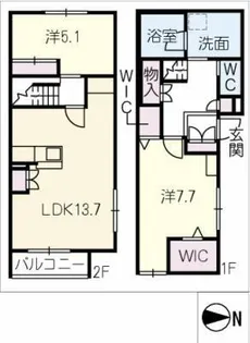 Calme Bois鶴舞【2階】の間取り