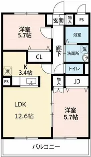グリーンシティ竜美L【2階】の間取り