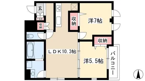 アメニティ幅下【2階】の間取り
