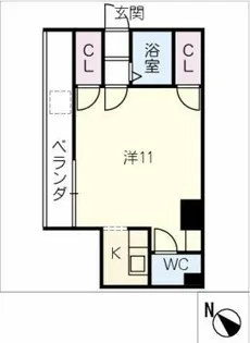 シングルハイツ新栄【2階】の間取り