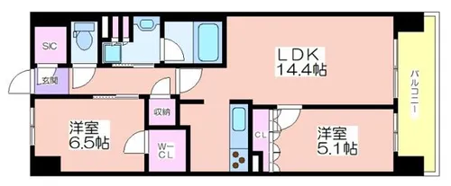 大阪ベイレジデンス(リブリーコート)【821号室】の間取り