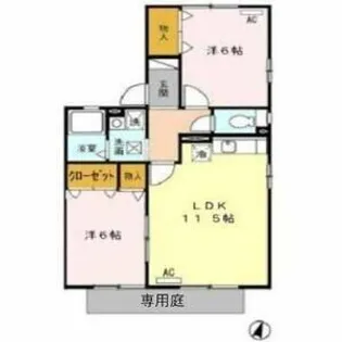 ミレニーHIRO B【1階】の間取り