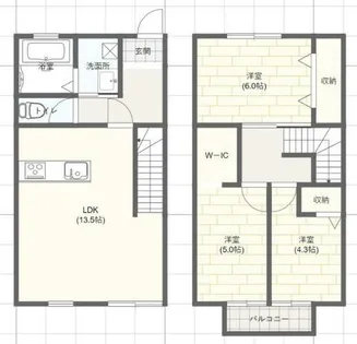 クリスタルハイツ仁豊野【1階】の間取り