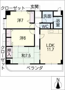 サンメゾン大宮【6階】の間取り