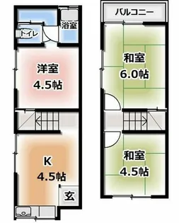 大阪府守口市梶町3丁目【テラスハウス】の間取り