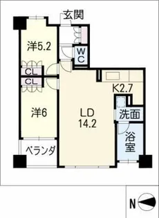 アップルパレス丸の内【14階】の間取り