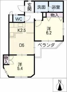 エクセリーヌ植田西【1階】の間取り