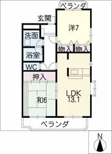 2LDKの間取り画像