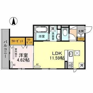 ル・ソレイユ寺田町Ⅱ【2階】の間取り