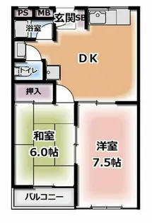 コーポ城垣【3階】の間取り