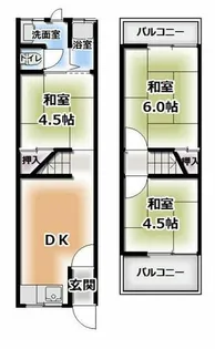 大阪府守口市佐太中町6丁目【テラスハウス】の間取り