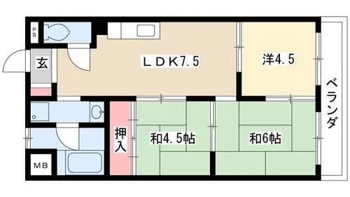 ハイツ牧野【201号室】の間取り