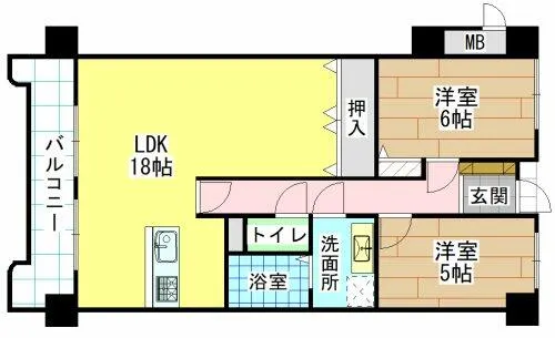 福岡県北九州市若松区深町1丁目【マンション】の間取り