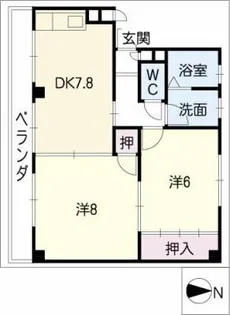 大津マンションⅡ 東棟【2階】の間取り