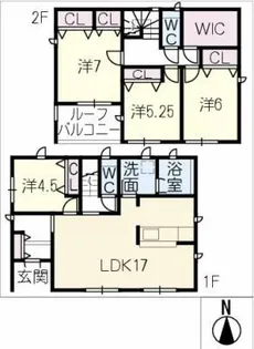 愛知県東海市加木屋町丸根【一戸建】の間取り
