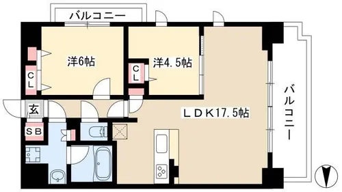 プレサンスロジェ泉【302号室】の間取り