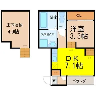 ハーモニーテラス二番Ⅵ【102号室】の間取り