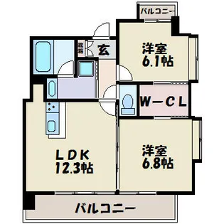 2LDKの間取り画像