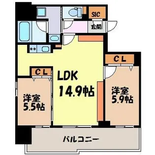 ルシェット白川公園【7階】の間取り