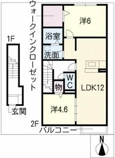 オ・ソレイユ48【2階】の間取り