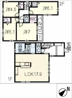愛知県尾張旭市大塚町1丁目【一戸建】の間取り