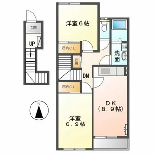 ハイツ樹々Ⅰ【2階】の間取り