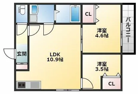 D porta cuore【2階】の間取り