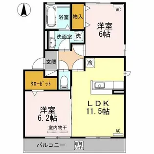 ラ・フィーネ東田 B棟【301号室】の間取り