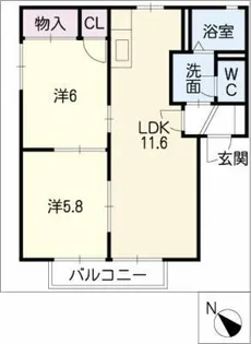 ファミール上町A【1階】の間取り
