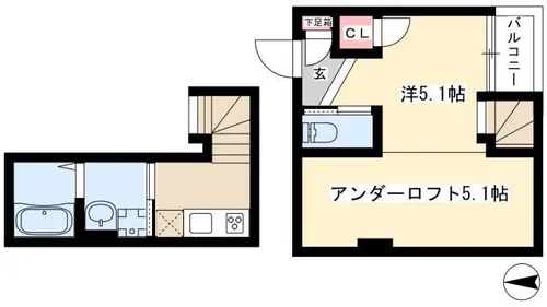 カーサ9名駅【1階】の間取り