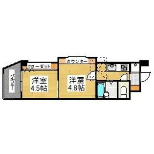 No.46 Vプロジェクト2100天神【201A号室】の間取り