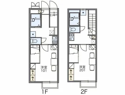 レオパレス新町【207号室】の間取り