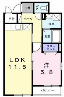 フルーリール【1階】の間取り