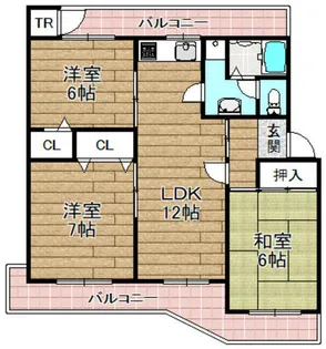 南円明寺ヶ丘団地16棟【101号室】の間取り
