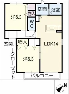 Chez Moi B棟【1階】の間取り