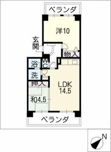 ライオンズマンション杁中ガーデンD棟102【1階】の間取り
