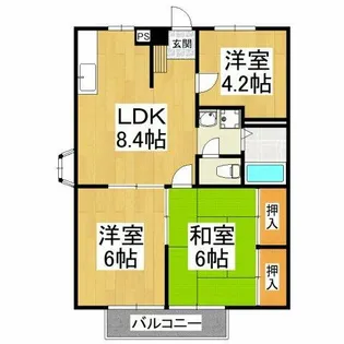 エステートピア楠【1階】の間取り