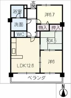 ホワイトキャッスル岩倉Ⅱ202【2階】の間取り