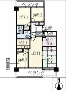 コープ野村岩倉壱番館507号室【5階】の間取り
