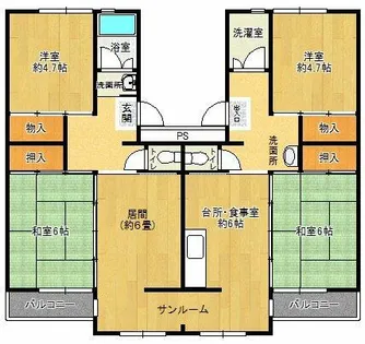 花山東団地【4-502号室】の間取り