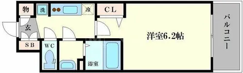 プレサンスOSAKA DOMECITYスクエア【6階】の間取り