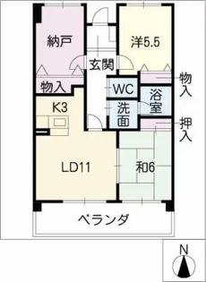 リネット花池Ⅲ【2階】の間取り