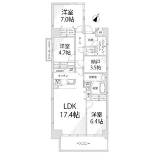 キャッスルコート飾磨弐番館【801号室】の間取り