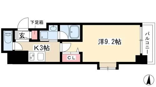 ラッフル千早【6階】の間取り