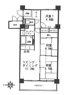 クリオ行啓通参番館【6階】の間取り