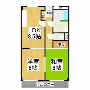 サンハイツ今熊【3階】の間取り